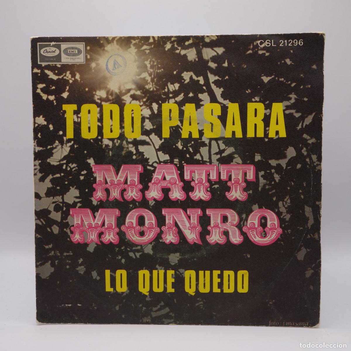Discos de vinilo: MATT MONRO - TODO PASARA - Foto 1
