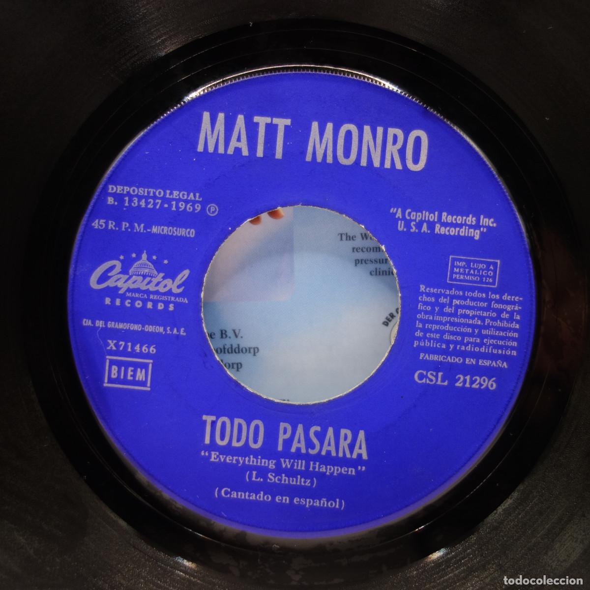 Discos de vinilo: MATT MONRO - TODO PASARA - Foto 4