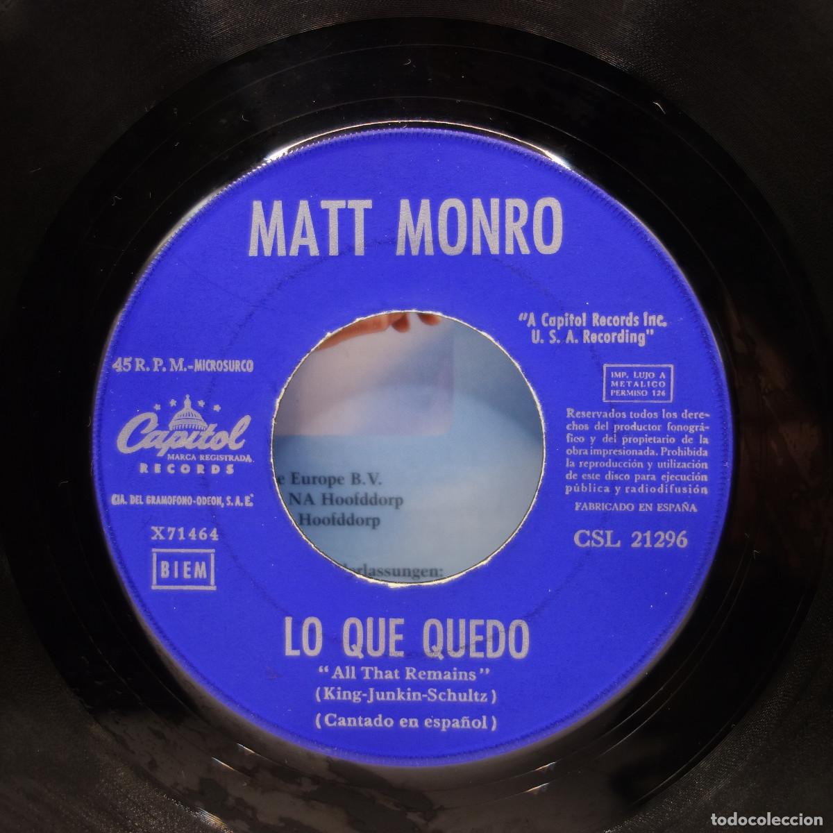 Discos de vinilo: MATT MONRO - TODO PASARA - Foto 6