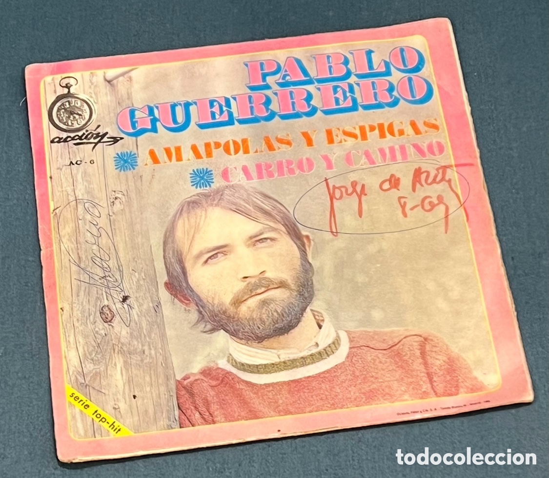Discos de vinilo: Disco Vinilo Single. Pablo Guerrero. &ldquo;Amapolas y Espigas&rdquo;. 1969. - Foto 2