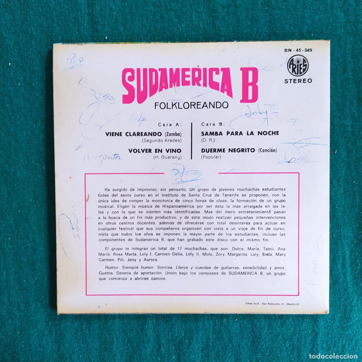 Discos de vinilo: SUDAMERICA B FOLKLOREANDO 45 349 - Foto 2