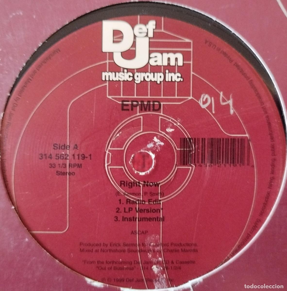 Discos de vinilo: EPMD ** Right Now / Symphony ** MAXI SINGLE VINILO 1999 USA - Foto 2