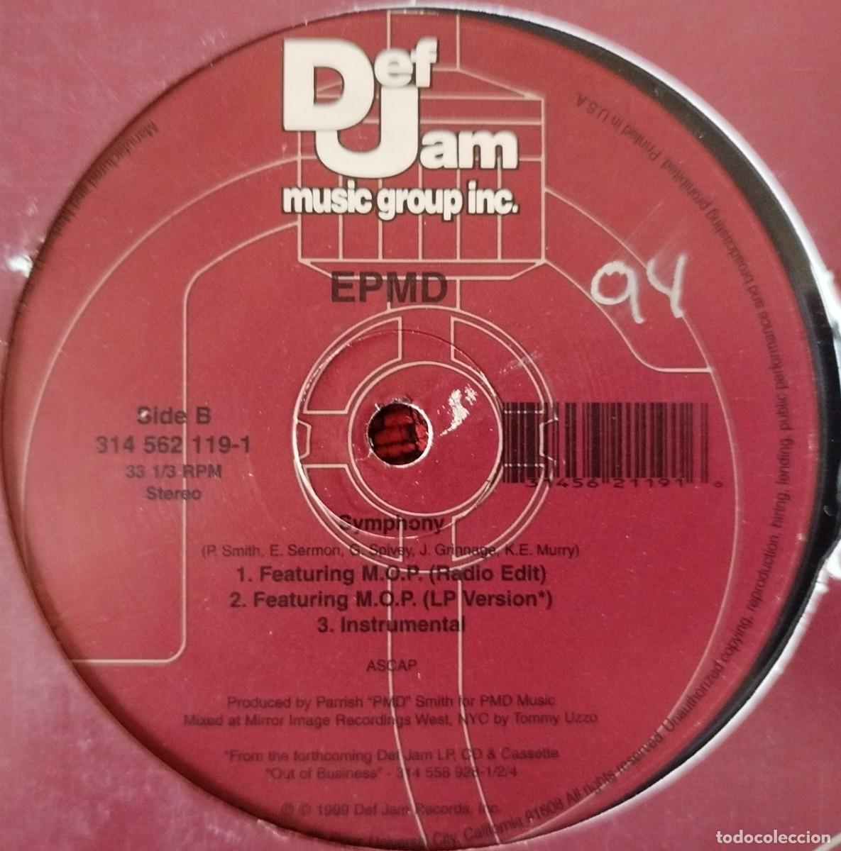 Discos de vinilo: EPMD ** Right Now / Symphony ** MAXI SINGLE VINILO 1999 USA - Foto 3