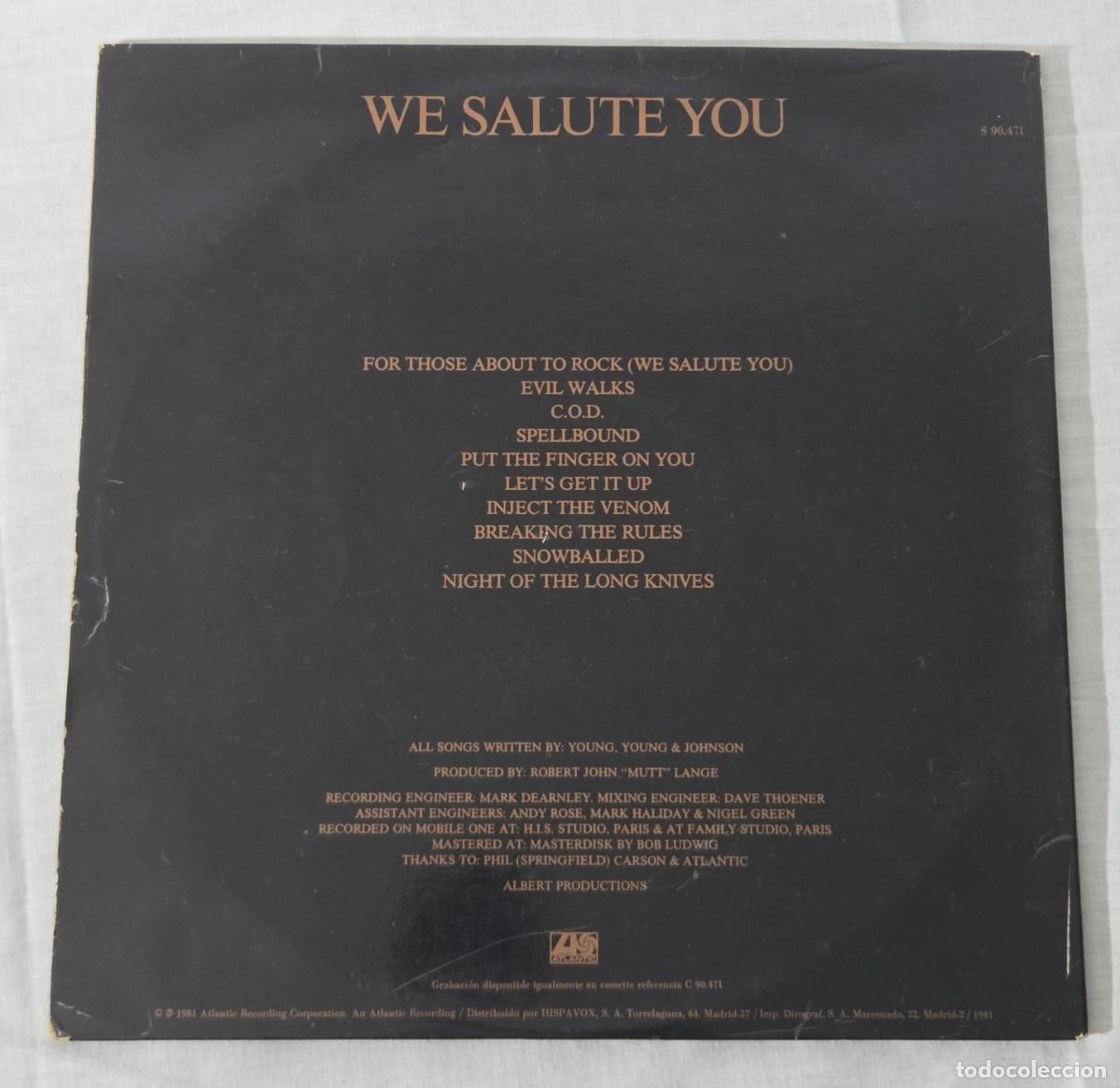 Discos de vinilo: LP Vinilo AC/DC for those about to rock, 1981 - Foto 3