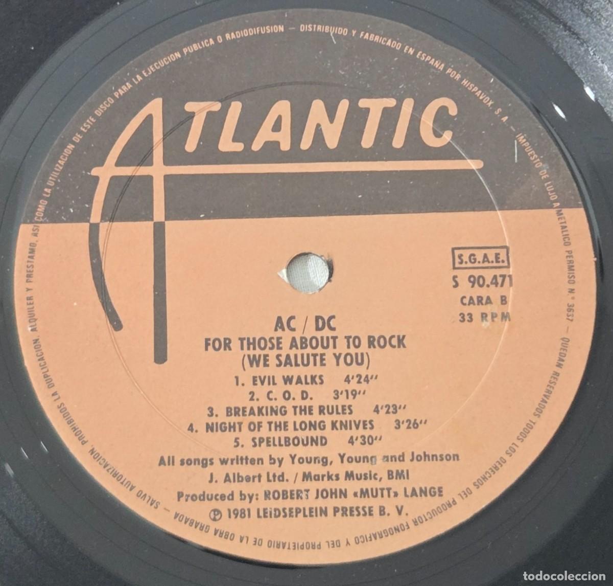 Discos de vinilo: LP Vinilo AC/DC for those about to rock, 1981 - Foto 10