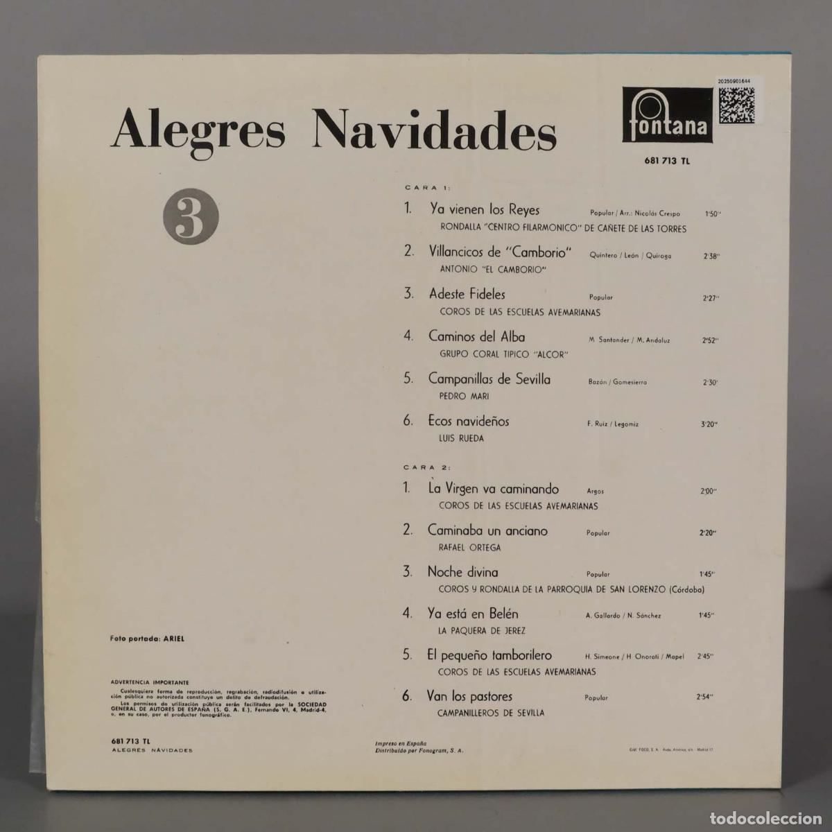 Discos de vinilo: LP. ALEGRES NAVIDADES. 3 - Foto 2