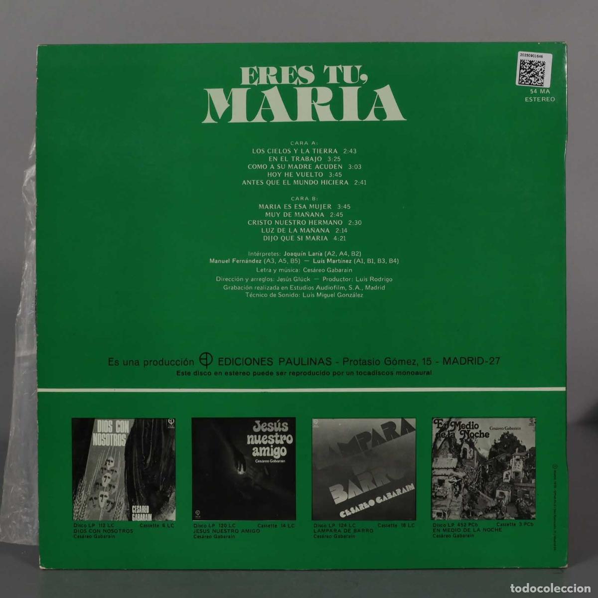 Discos de vinilo: LP. Ces&aacute;reo Gabarain &ndash; Eres Tu, Maria - Foto 2