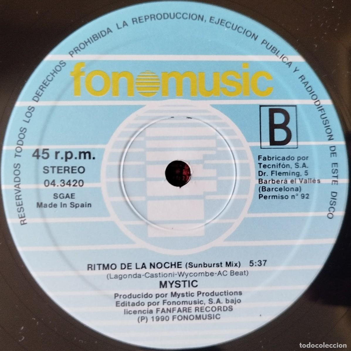 Discos de vinilo: MYSTIC ** Ritmo De La Noche ** MAXI SINGLE VINILO 1990 - Foto 4