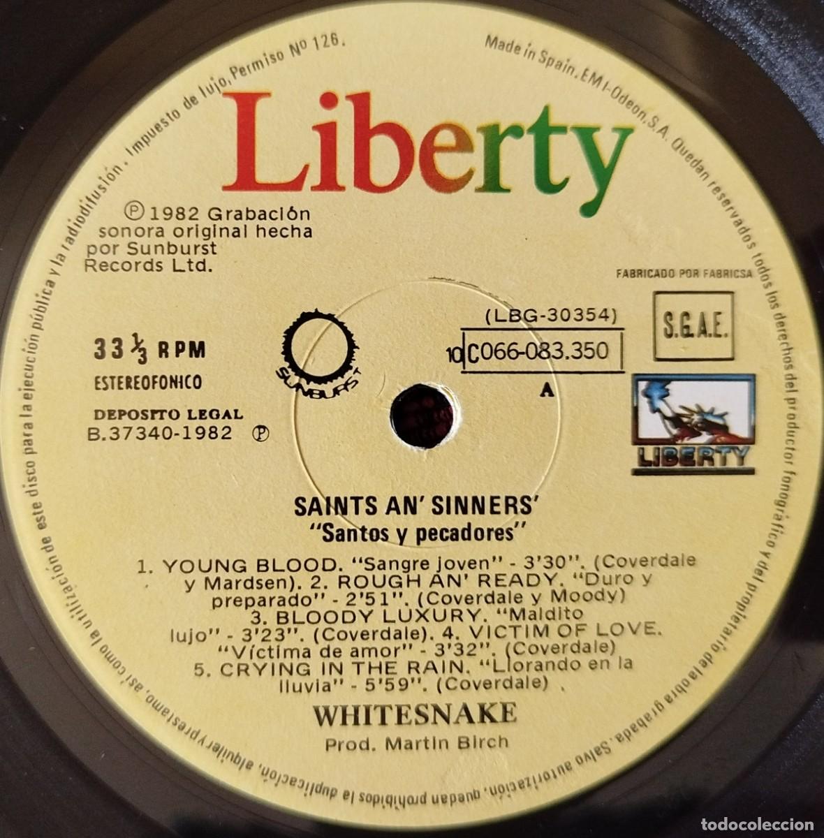 Discos de vinilo: WHITESNAKE ** Saints & Sinners ** VINILO LP 1982 - Foto 3