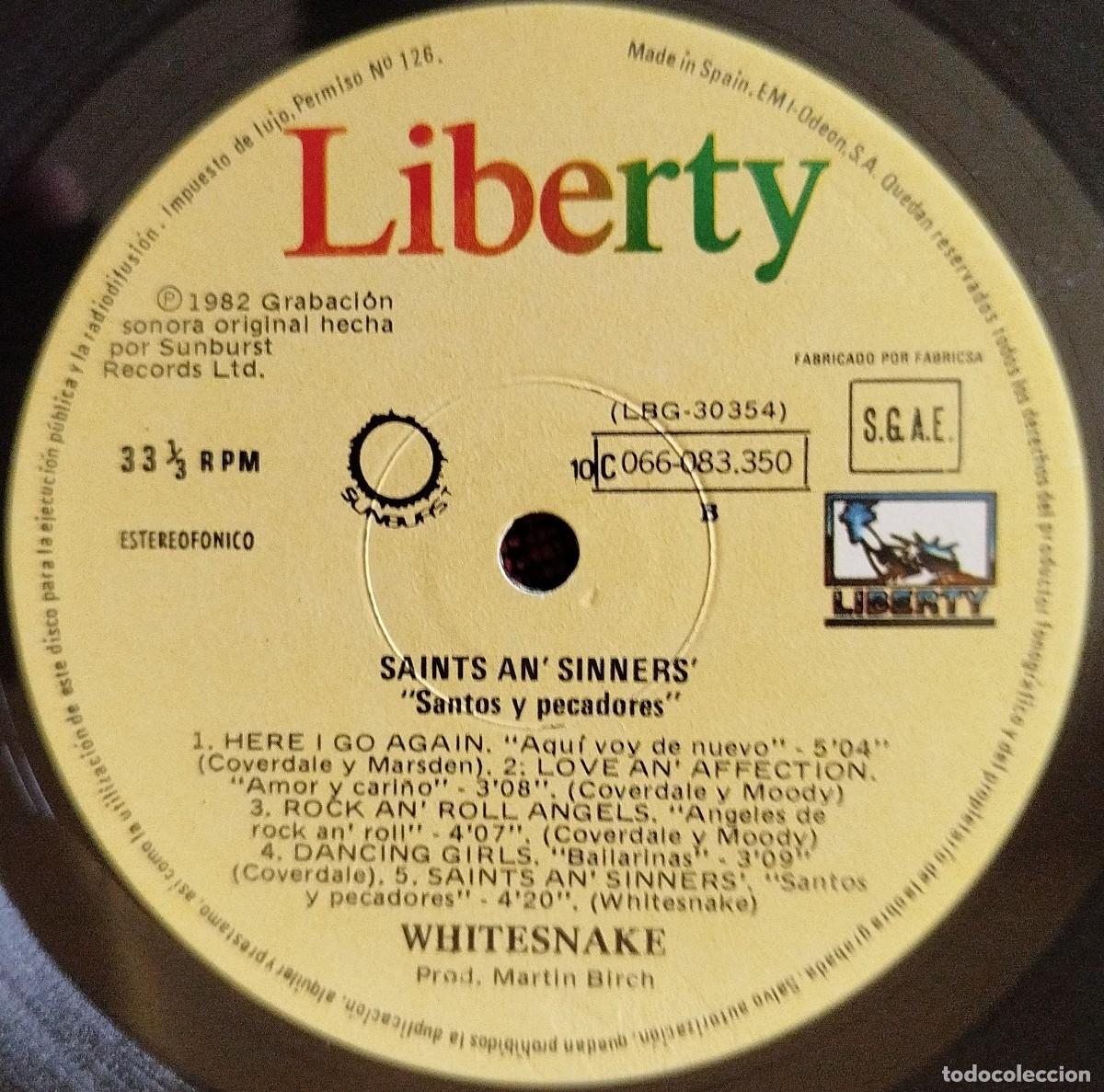 Discos de vinilo: WHITESNAKE ** Saints & Sinners ** VINILO LP 1982 - Foto 4