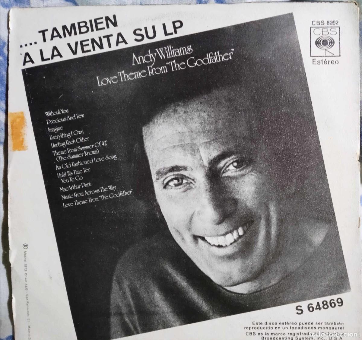 Discos de vinilo: ANDY WILLIAMS - CANTA EN ESPA&Ntilde;OL EL TEMA DE EL PADRINO - Foto 2