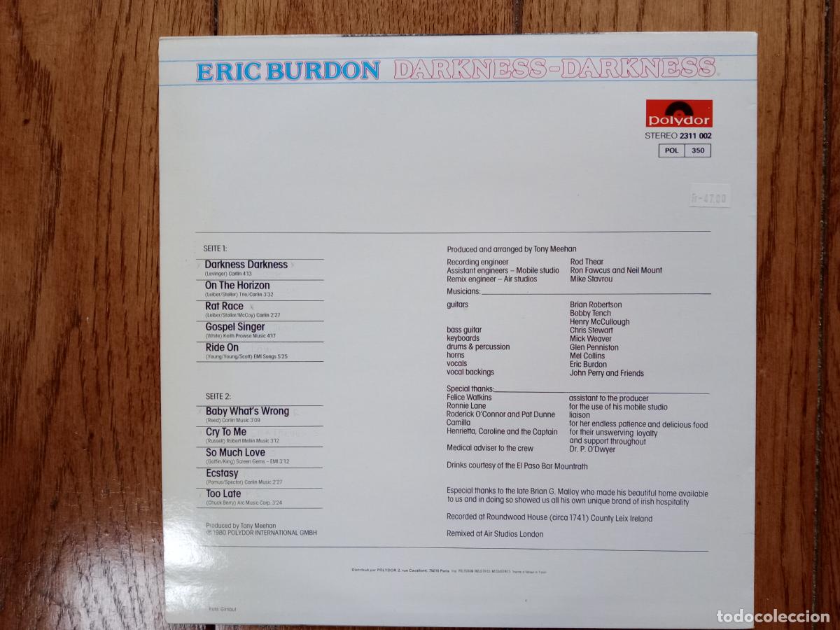 Discos de vinilo: Eric Burdon - darkness-darkness - Foto 2
