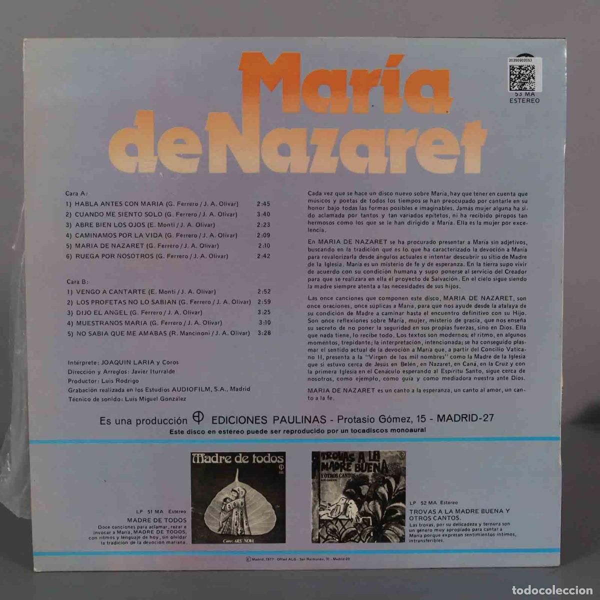 Discos de vinilo: LP. Joaquin Laria &ndash; Maria de Nazaret - Foto 2
