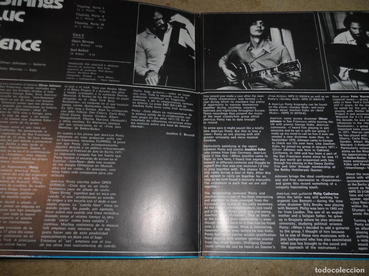 Discos de vinilo: JEAN LUC PONTY EXPERIENCE - OPEN STRINGS (SPAIN 1975) - Foto 2