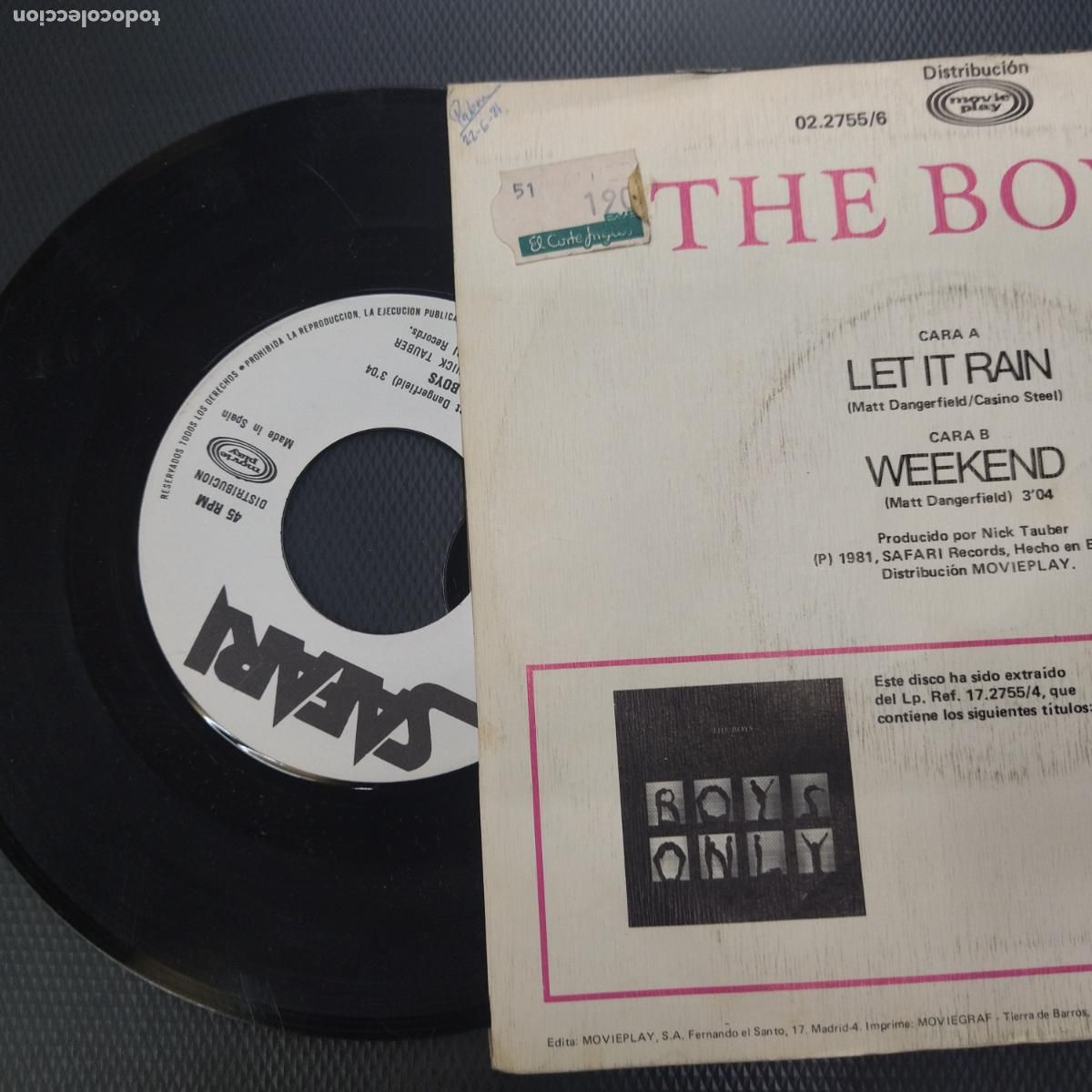 Discos de vinilo: SINGLE DISCO VINILO THE BOYS LET IT RAIN - Foto 2