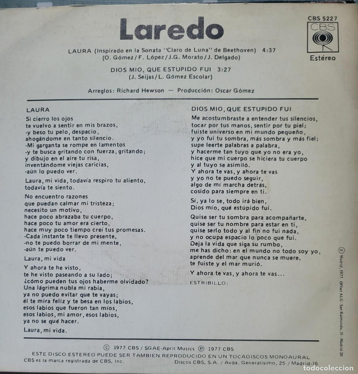 Discos de vinilo: Laredo single sello CBS editado en Espa&ntilde;a a&ntilde;o 1977... - Foto 2