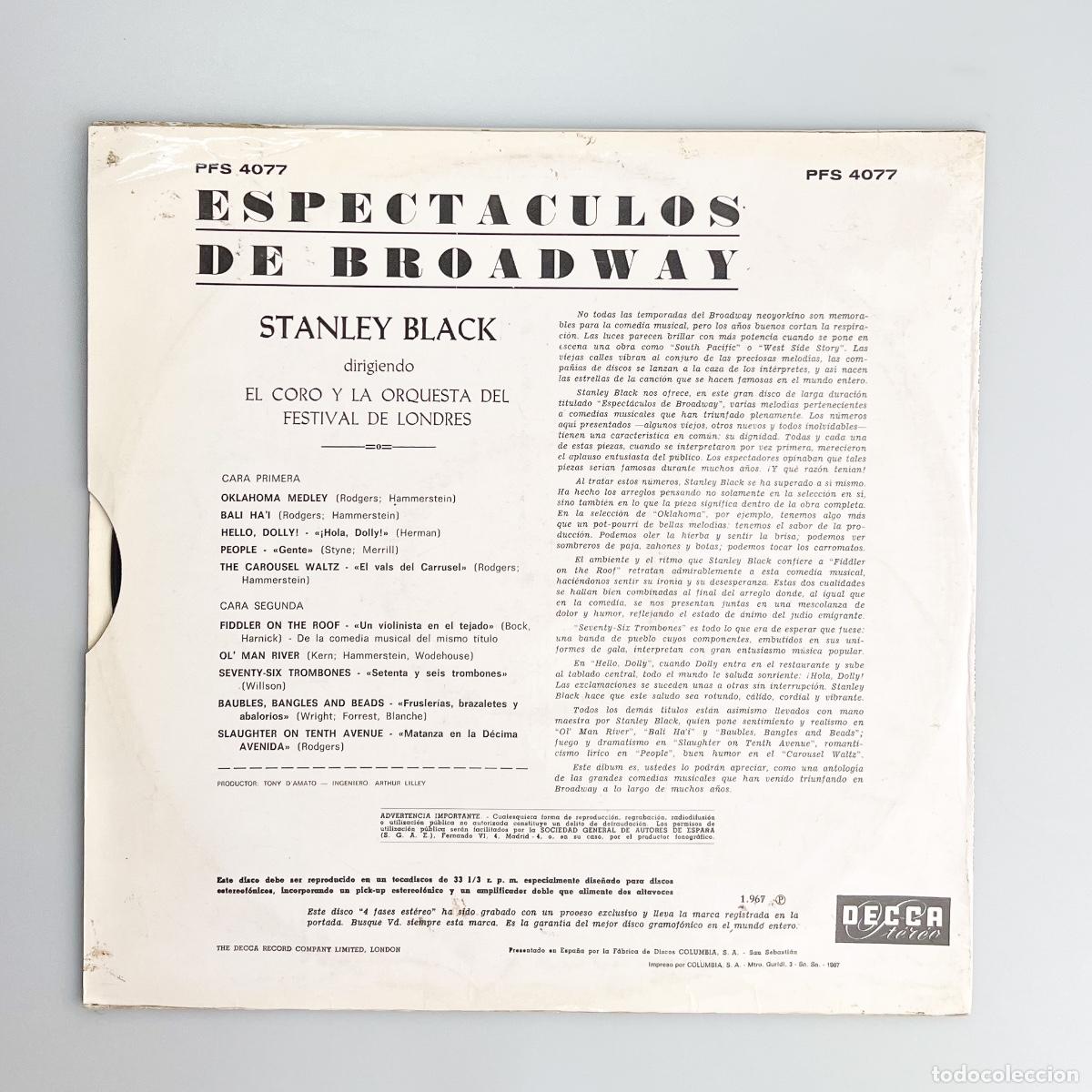 Discos de vinilo: LP. Stanley Black. Broadway Spectacular (G+/VG) - Foto 2