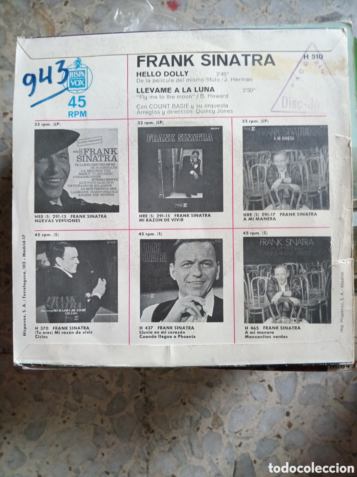 Discos de vinilo: SGL FRANK SINATRA HELLO DOLLY 1969 - Foto 2