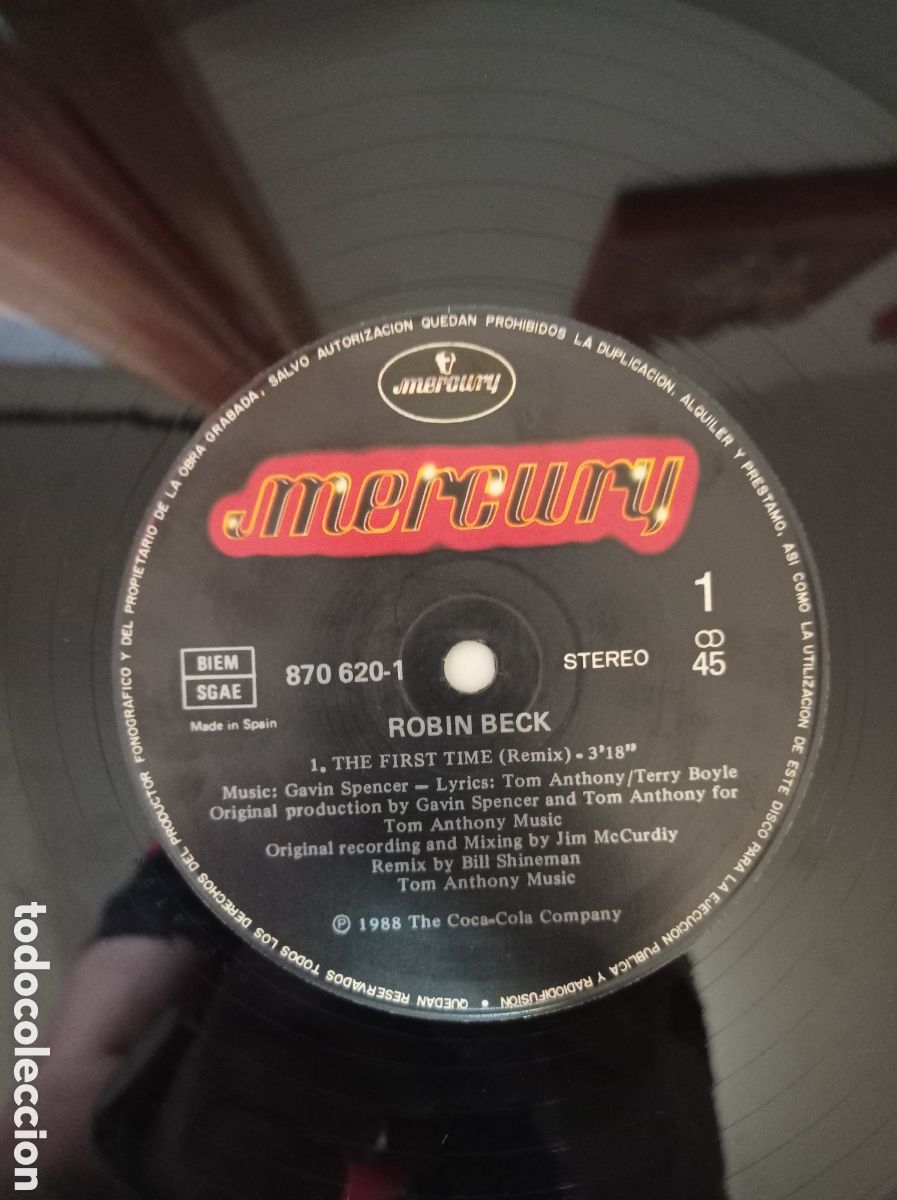 Discos de vinilo: VINILO DE ROBIN BECK - FIRST TIME - COCA COLA - Foto 3