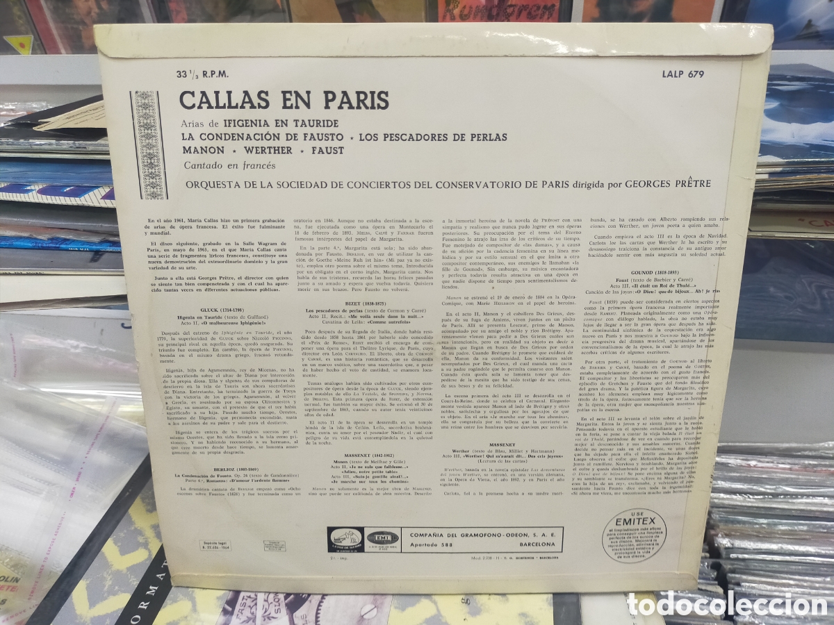 Discos de vinilo: Callas en Paris lp Espa&ntilde;a 1964 - Foto 2