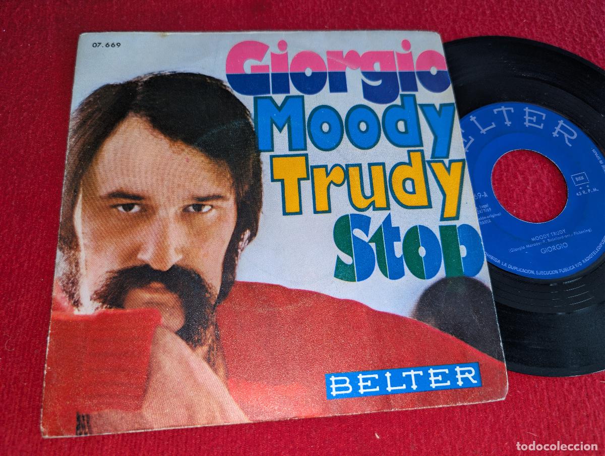 Discos de vinilo: GIORGIO MORODER Moody Trudy/Stop 7 SINGLE 1969 Belter ESPA&Ntilde;A SPAIN - Foto 1