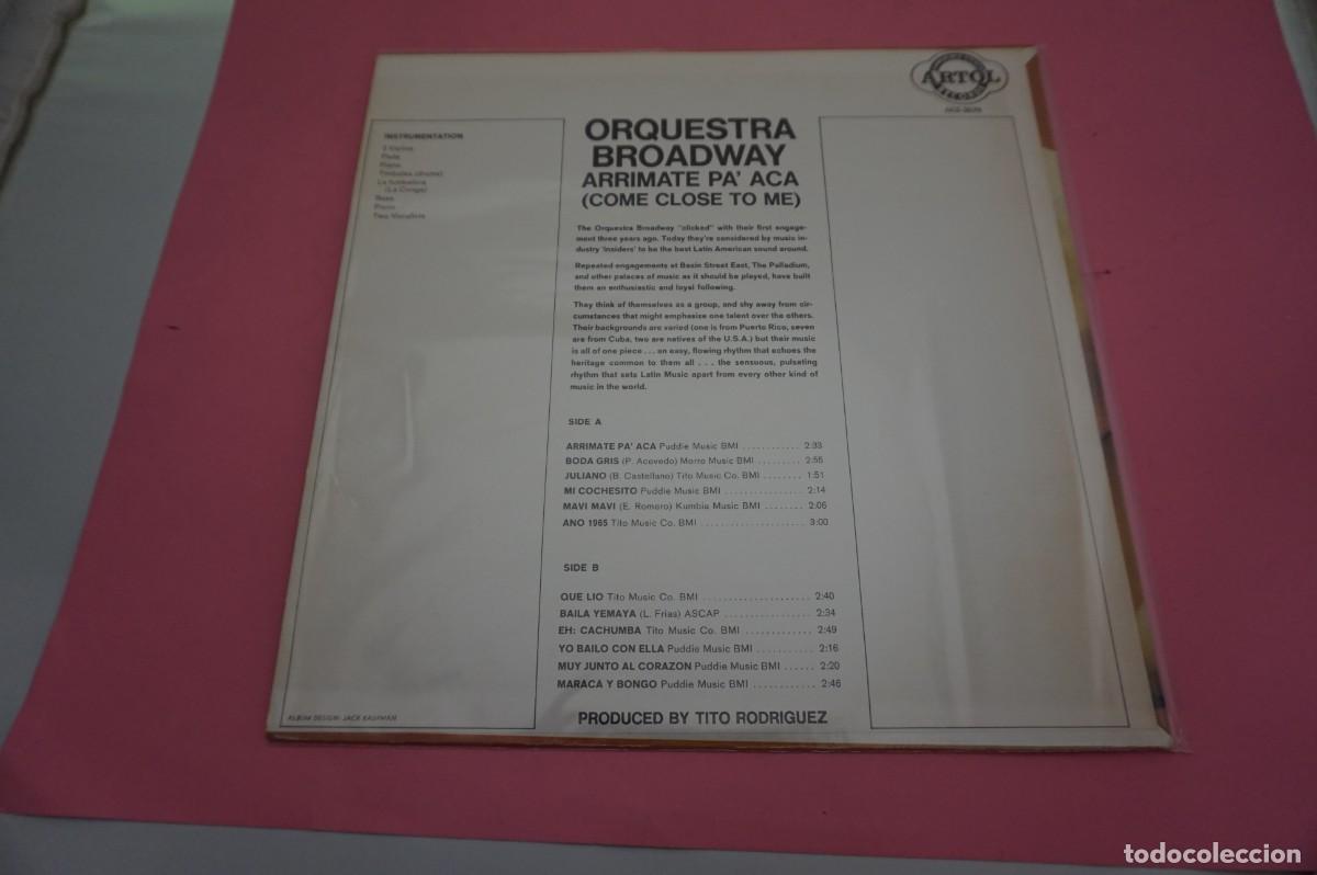 Discos de vinilo: LP - ORQUESTA BROADWAY - ARRIMATE PA ACA - DISCO COMO NUEVO - Foto 3