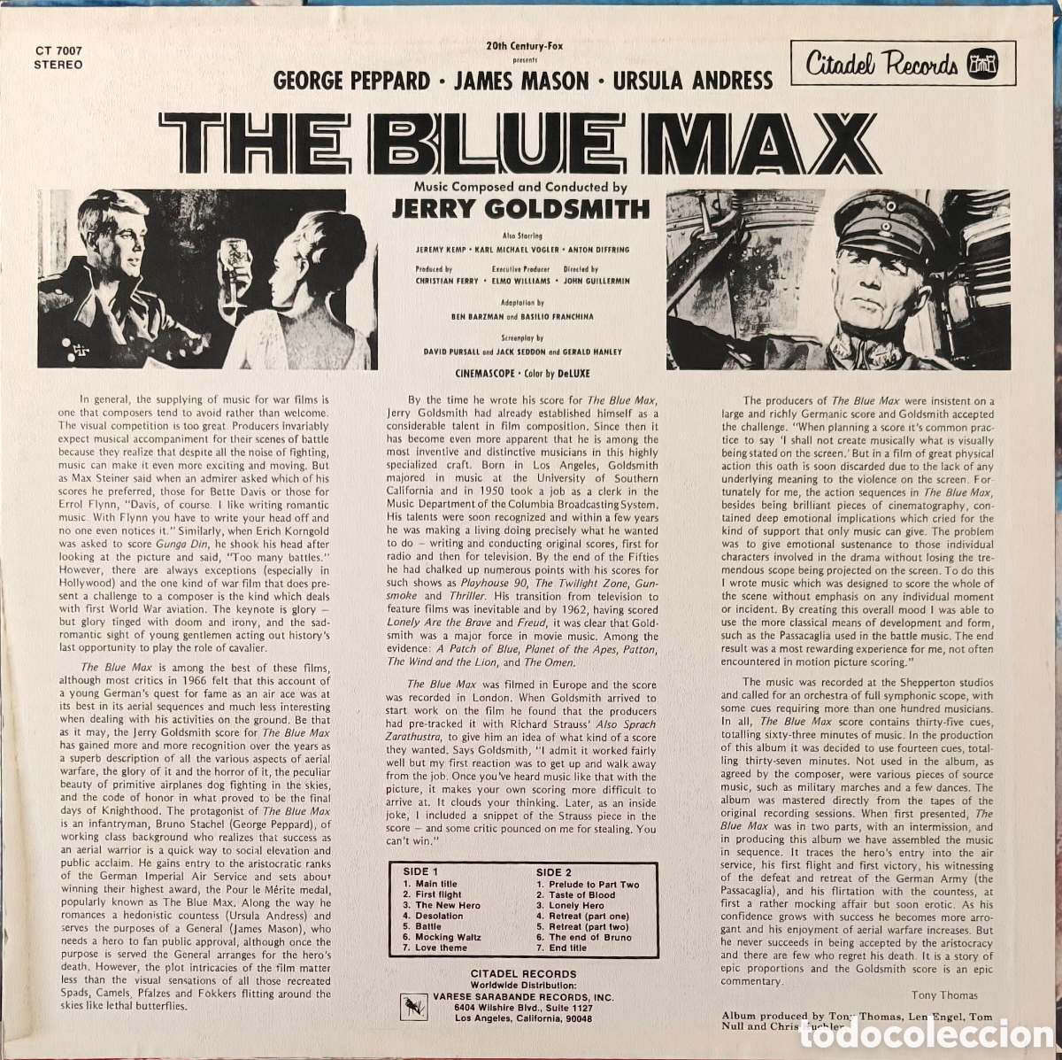 Discos de vinilo: THE BLUE MAX, LP. JERRY GOLDSMITH. - Foto 2