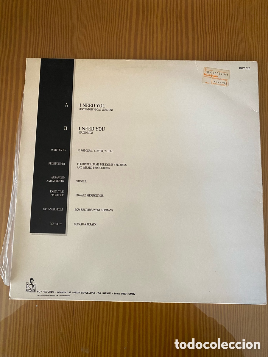 Discos de vinilo: Disco de Vinilo (Maxi) BVSMP &rdquo;I need you&rdquo; - Foto 2