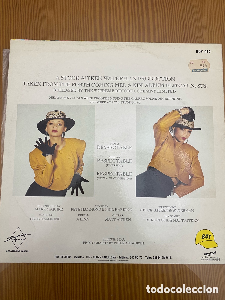 Discos de vinilo: Disco de Vinilo (Maxi) Mel & Kim &ldquo;Respectable&rdquo; - Foto 2