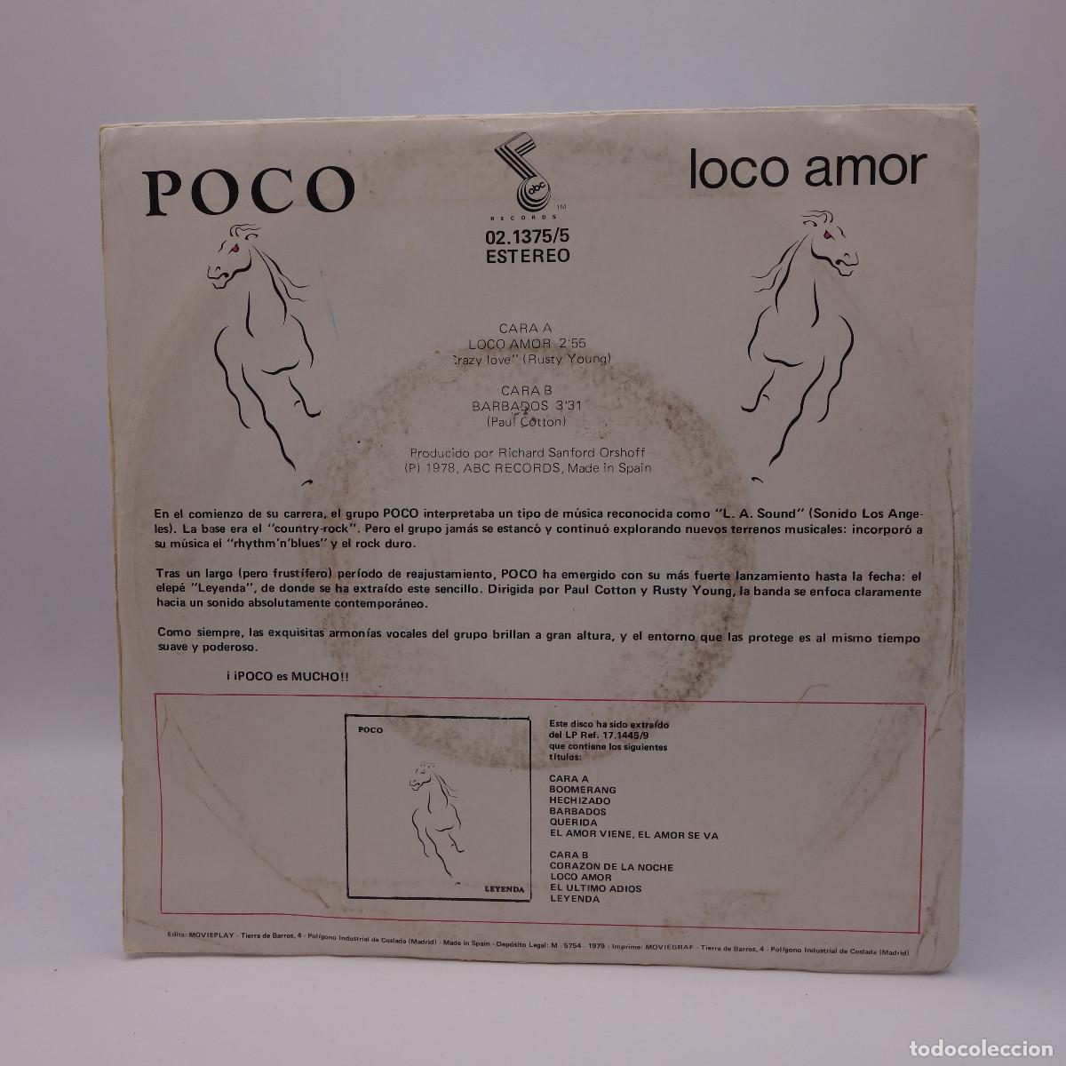 Discos de vinilo: POCO - LOCO AMOR - BARBADOS - Foto 2