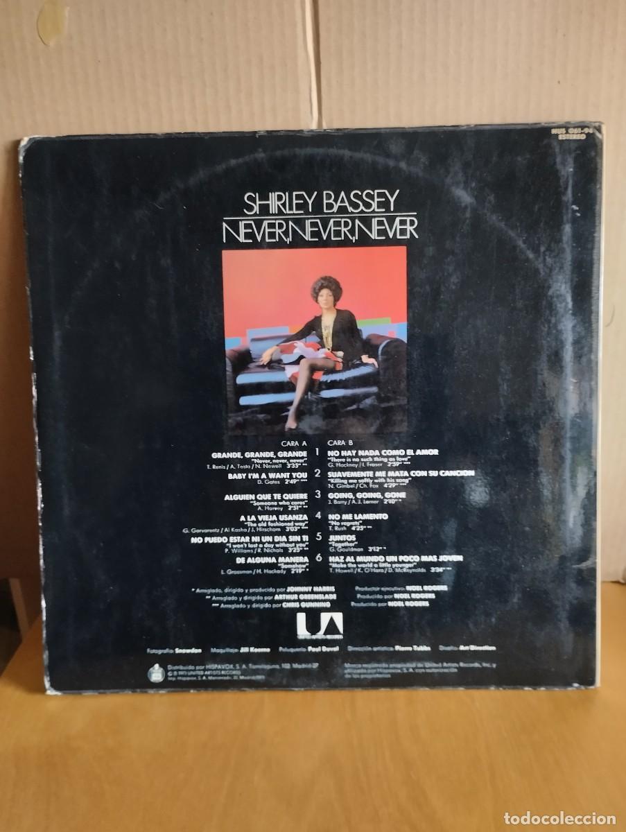 Discos de vinilo: SHIRLEY BASSEY ---- NEVER,NEVER,NEVER - Foto 2