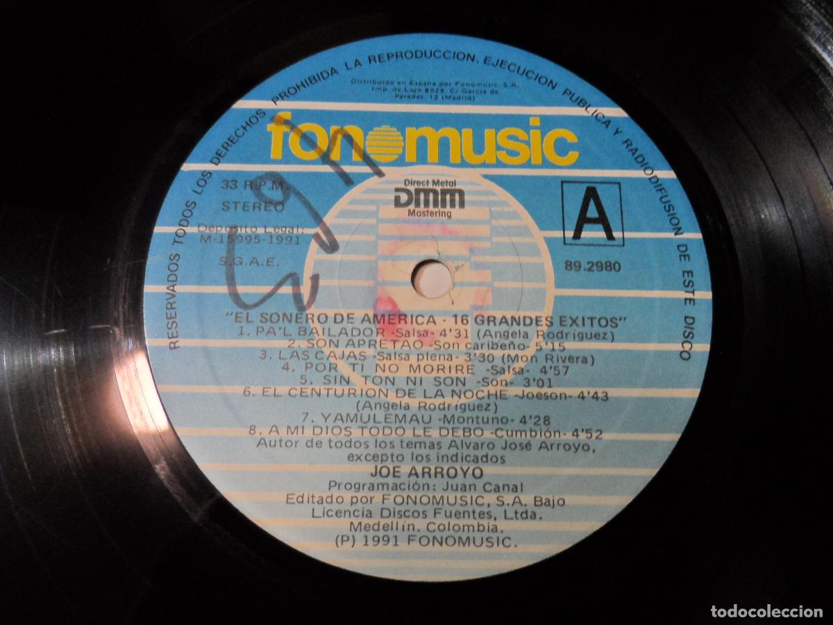 Discos de vinilo: Joe Arroyo &ndash; El Sonero De America: 16 Grandes Exitos (SPAIN 1991) - Foto 5