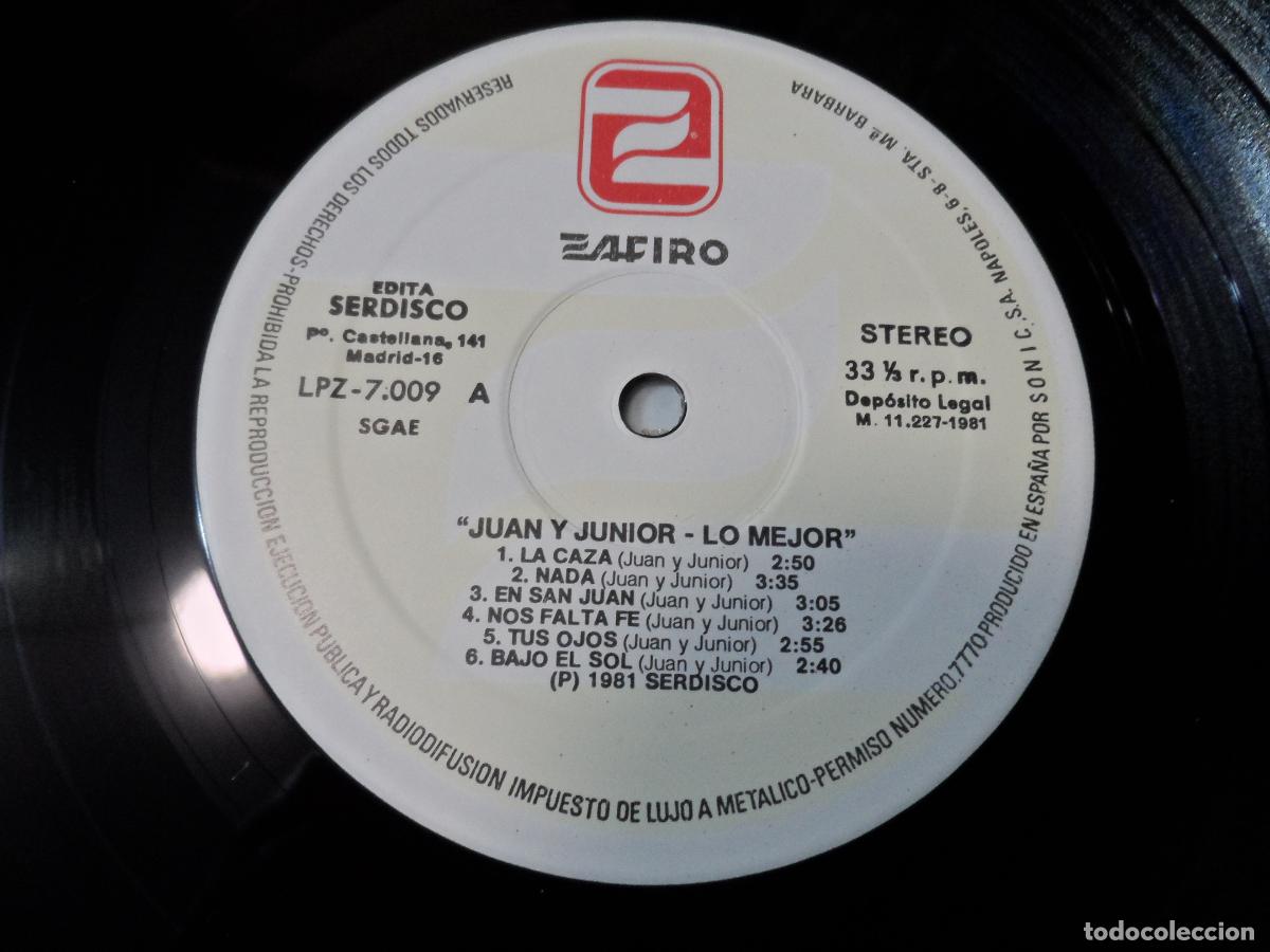 Discos de vinilo: JUAN Y JUNIOR - LO MEJOR (SPAIN 1981) - Foto 3