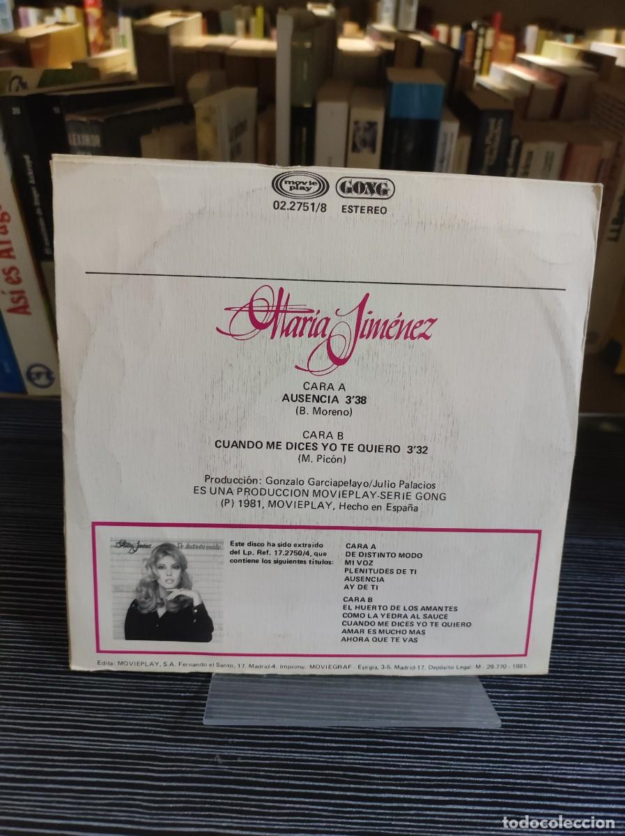 Discos de vinilo: Mar&iacute;a Jim&eacute;nez &ndash; Ausencia - Foto 2