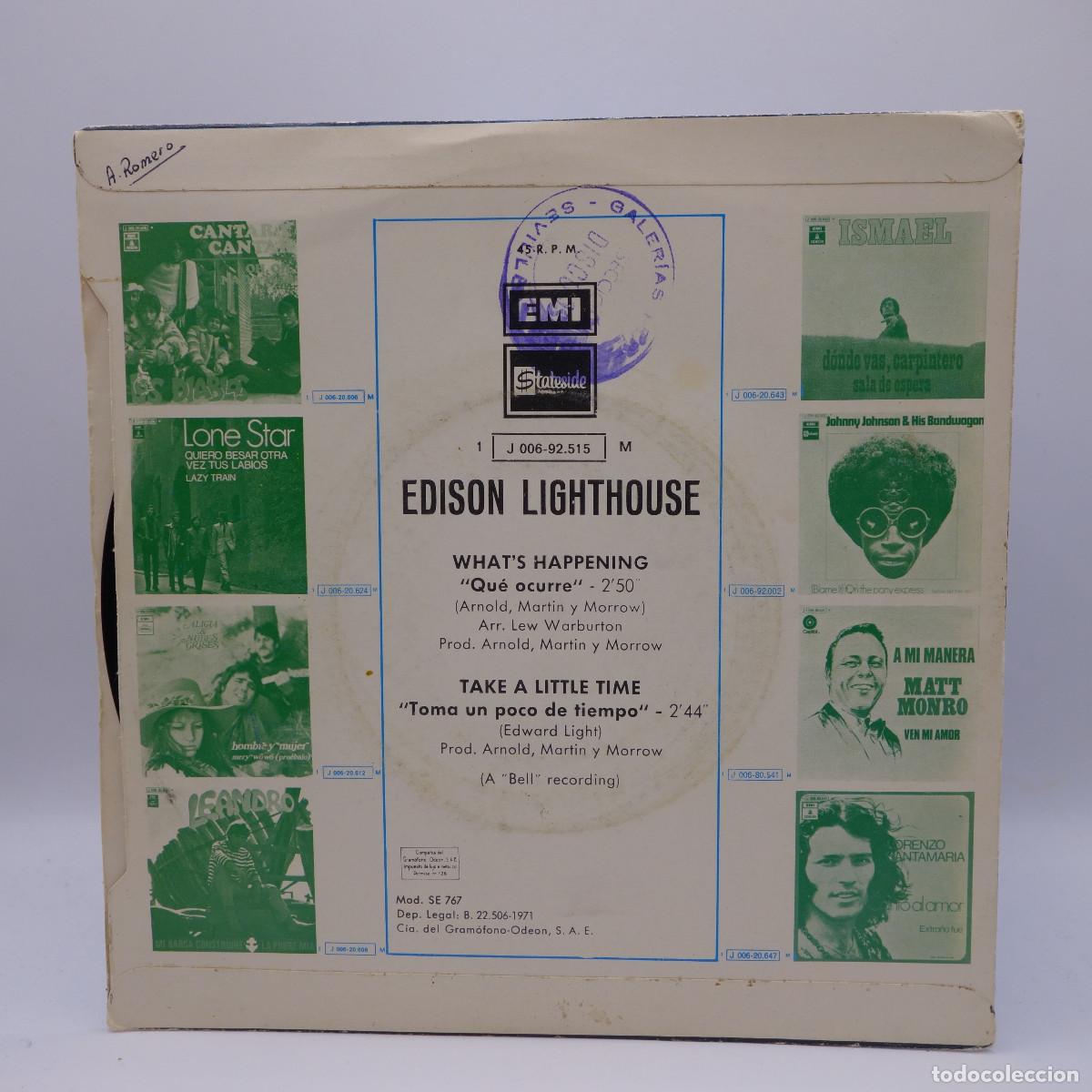Discos de vinilo: EDISON LIGHTHOUSE - WHATS HAPPENING - Foto 2