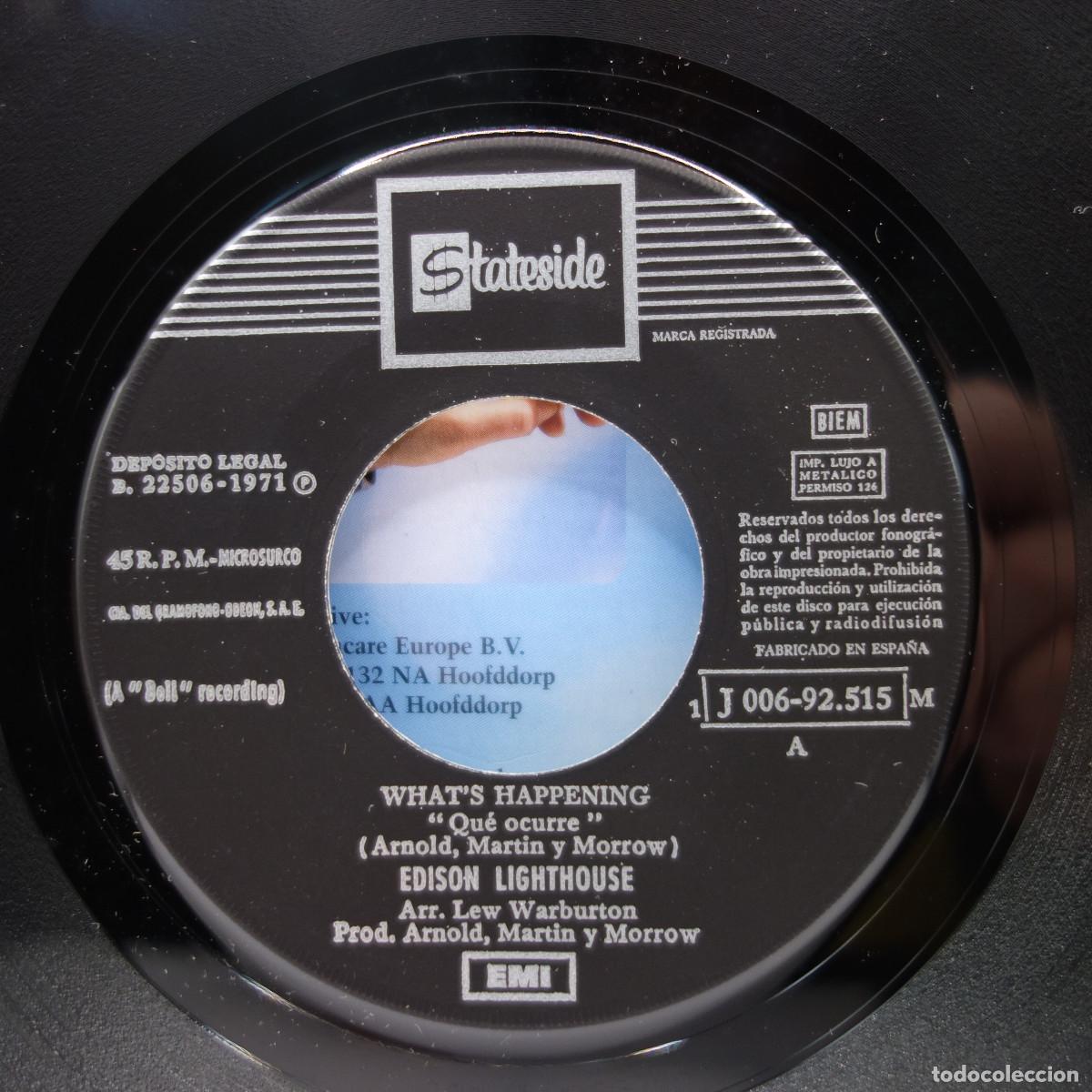 Discos de vinilo: EDISON LIGHTHOUSE - WHATS HAPPENING - Foto 4