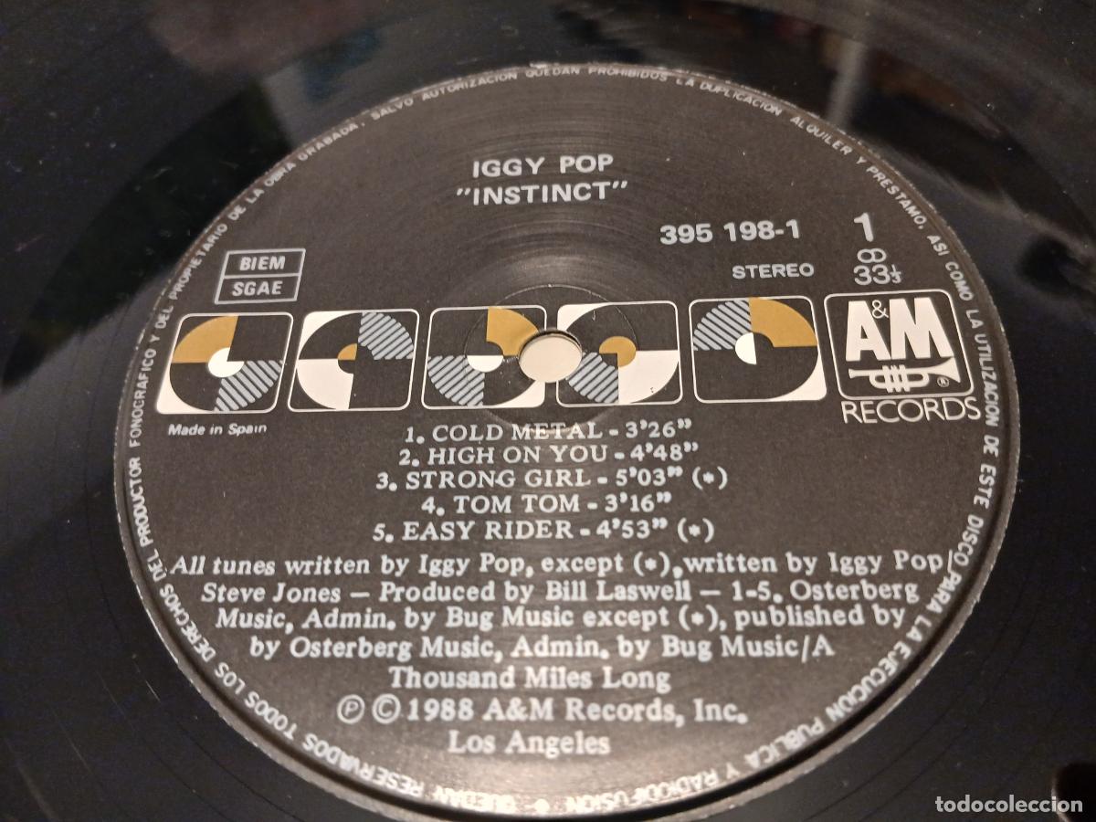 Discos de vinilo: Iggy Pop &ndash; Instinct- (1988) LP disco vinilo - Foto 2