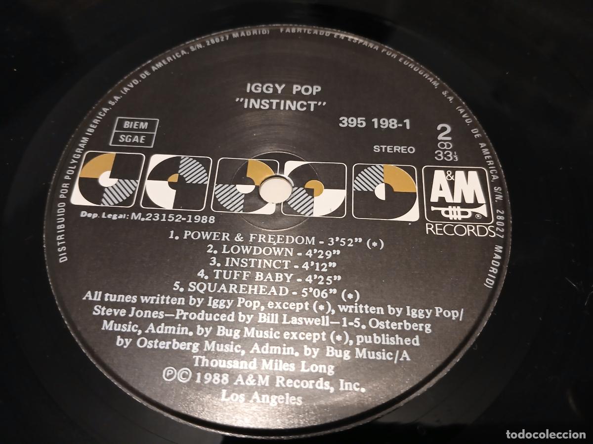Discos de vinilo: Iggy Pop &ndash; Instinct- (1988) LP disco vinilo - Foto 3