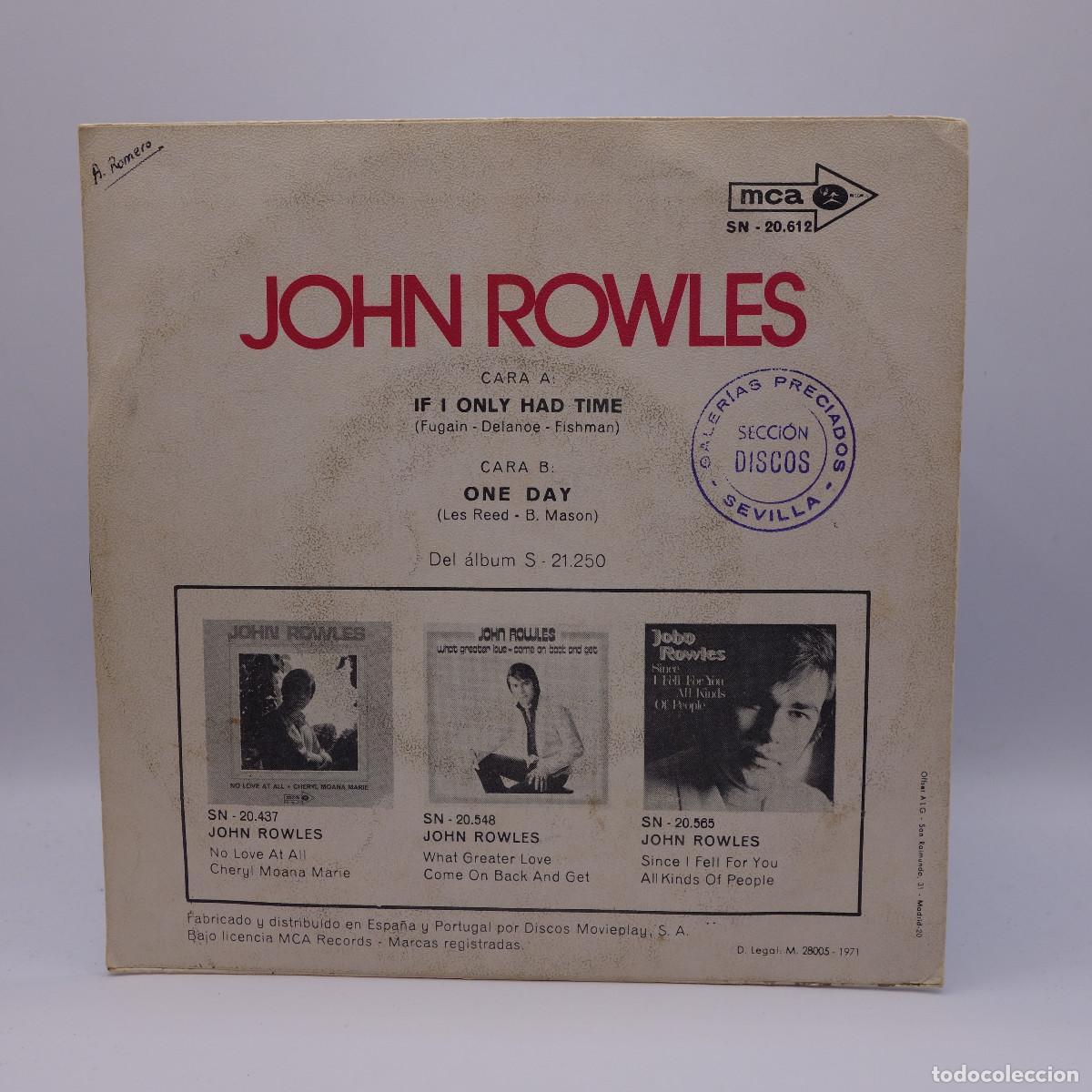 Discos de vinilo: JOHN ROWLES - IF I ONLY HAD TIME - Foto 2