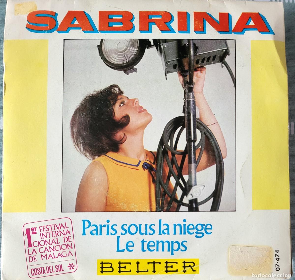 Disques de vinyle: Sabr&iacute;na single sello Belter editado en Espa&ntilde;a a&ntilde;o 1968...Festival de la cancion de M&aacute;laga.