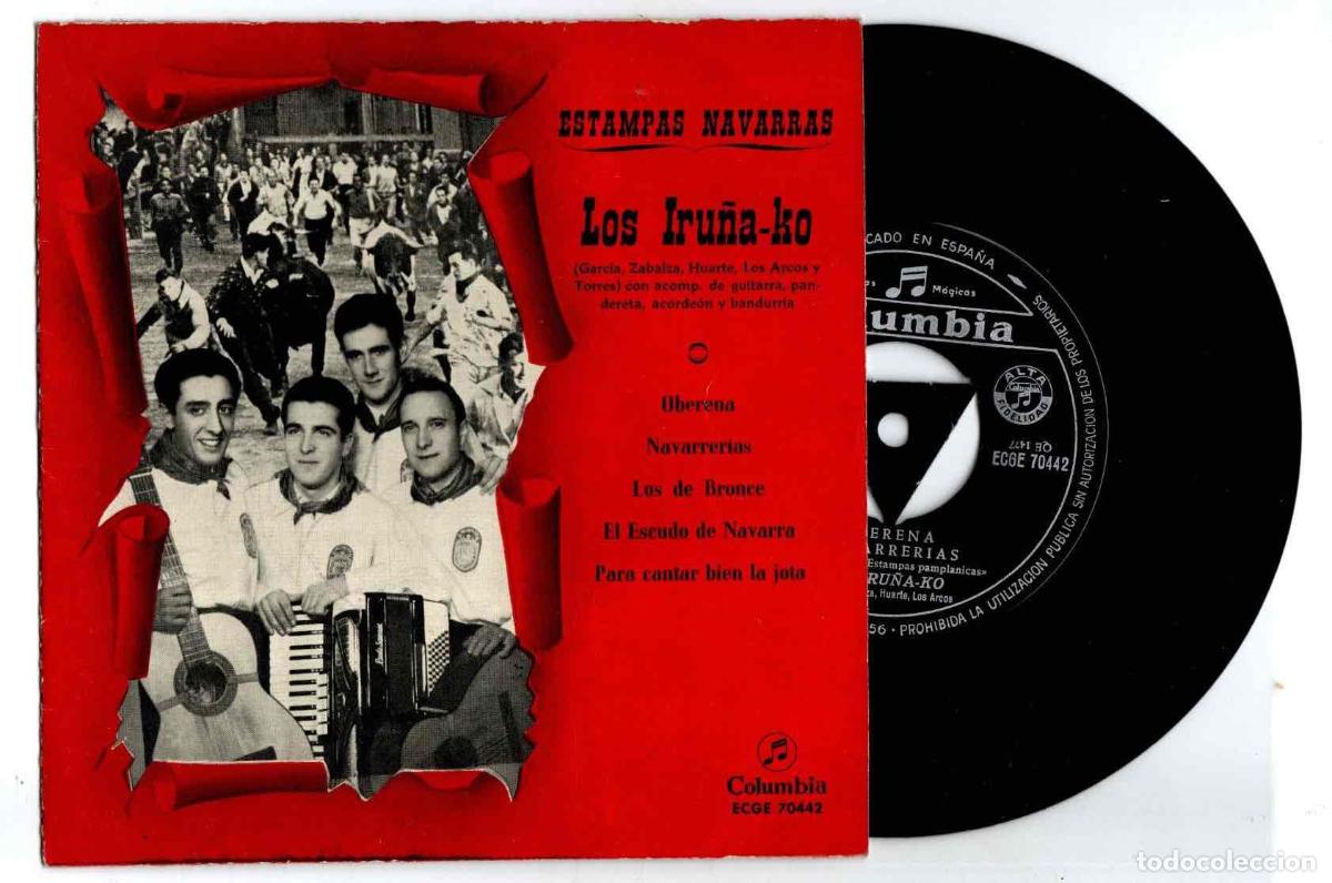 Discos de vinilo: SINGLE LOS IRU&Ntilde;AKO ESTAMPAS NAVARRAS. COLUMBIA - Foto 1