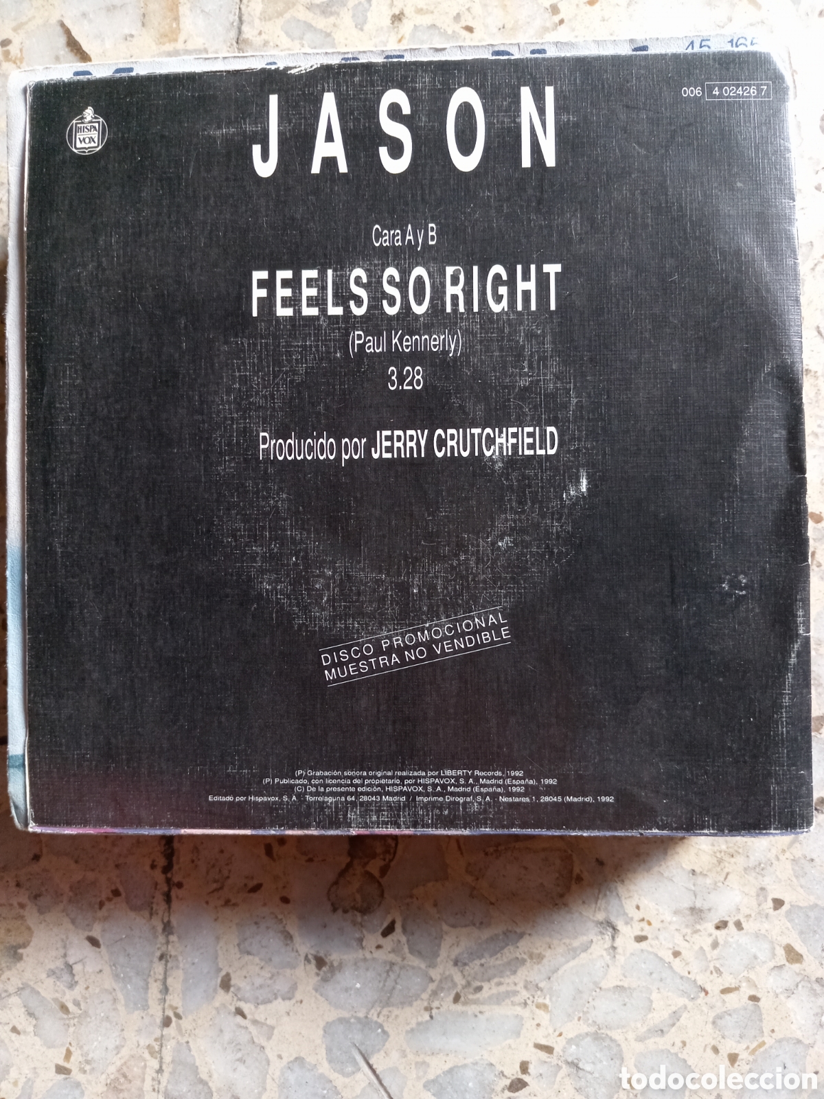 Discos de vinilo: SGL JASON FEELS SO RIGHT 1992 PROMO - Foto 2