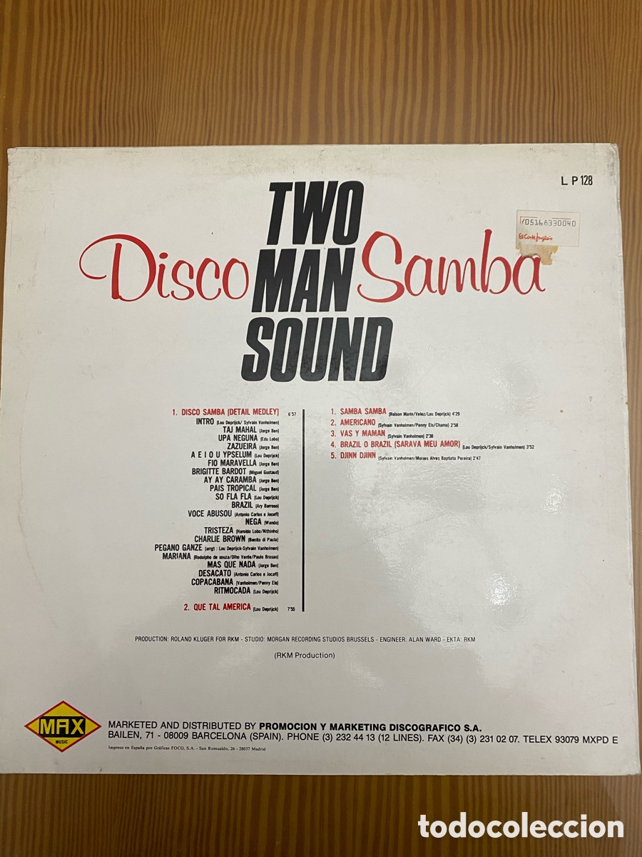 Discos de vinilo: Disco de Vinilo (LP) Two Man Sound &ldquo;Disco Samba&rdquo; - Foto 2