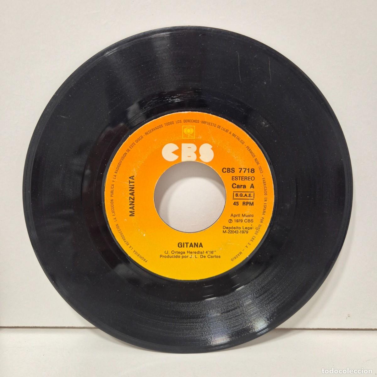 Discos de vinilo: Manzanita - Gitana - CBS 7718 - Single Vinilo - Foto 4