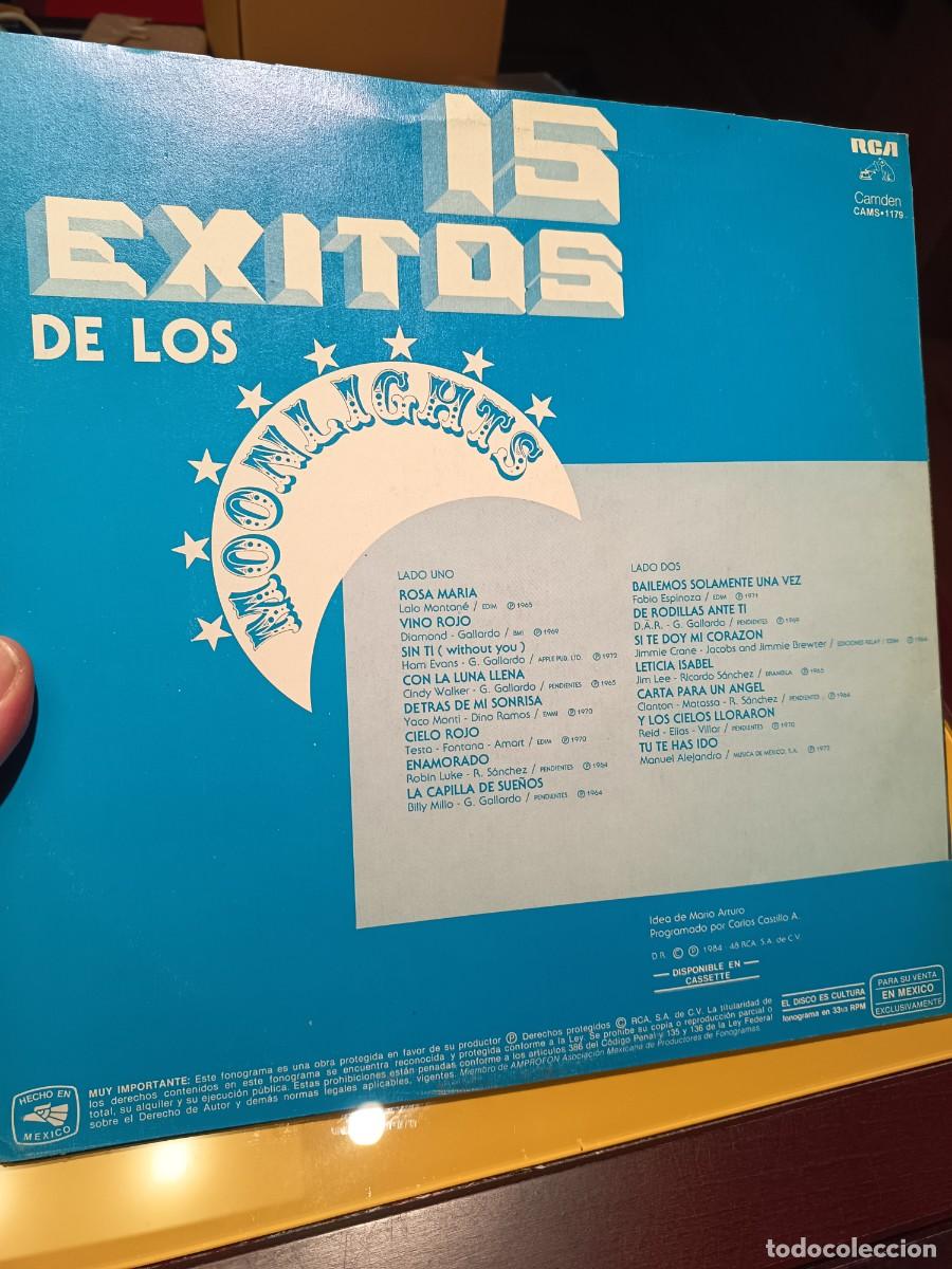 Discos de vinilo: LOTE 262, LP 15 EXITOS DE LOS MOONLIGHTS,( MEXICO 1984) - Foto 2