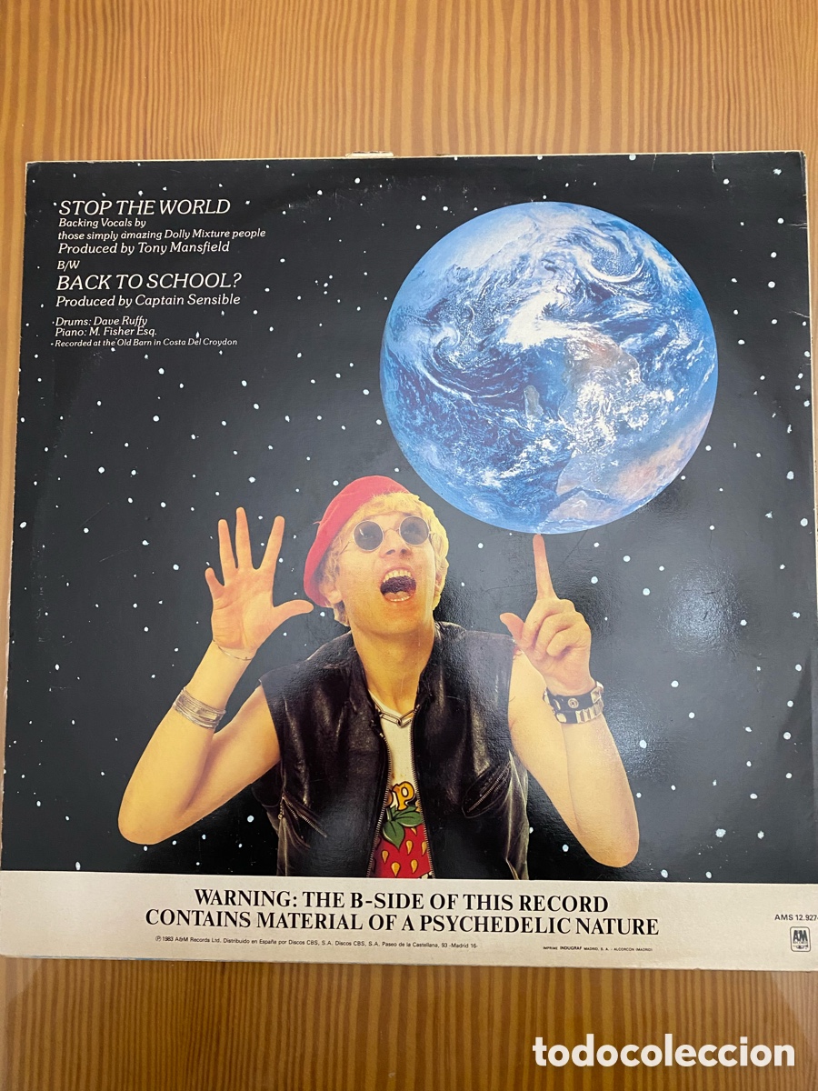 Discos de vinilo: Disco de Vinilo (Maxi) Captain Sensible &ldquo;Stop The World&rdquo; - Foto 2