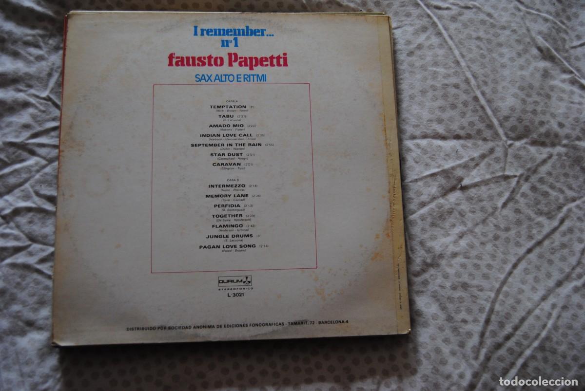 Discos de vinilo: LP Fausto papetti. i remember n&ordm; 1. Durium 1978. nuevo - Foto 2