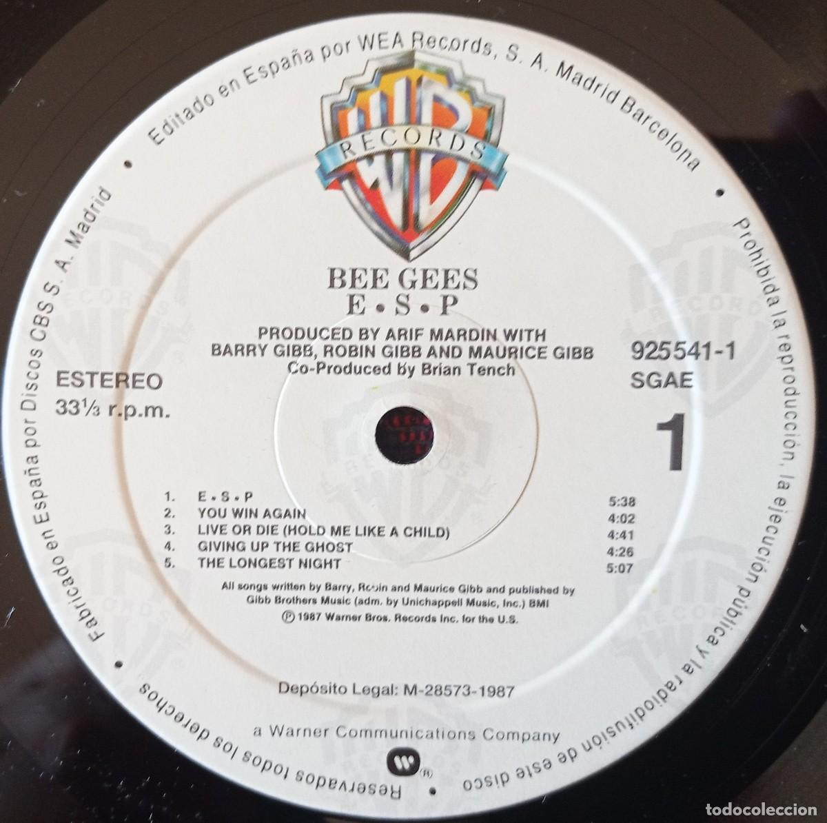 Discos de vinilo: BEE GEES ** E.S.P. ** VINILO LP ORIGINAL 1987 - Foto 3