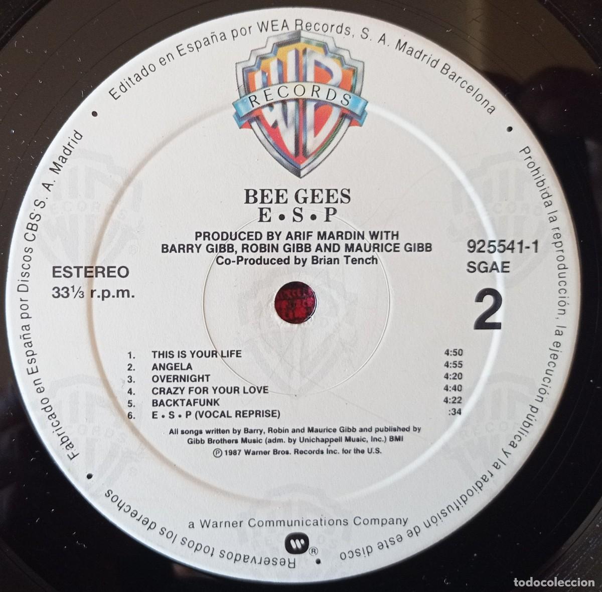 Discos de vinilo: BEE GEES ** E.S.P. ** VINILO LP ORIGINAL 1987 - Foto 4