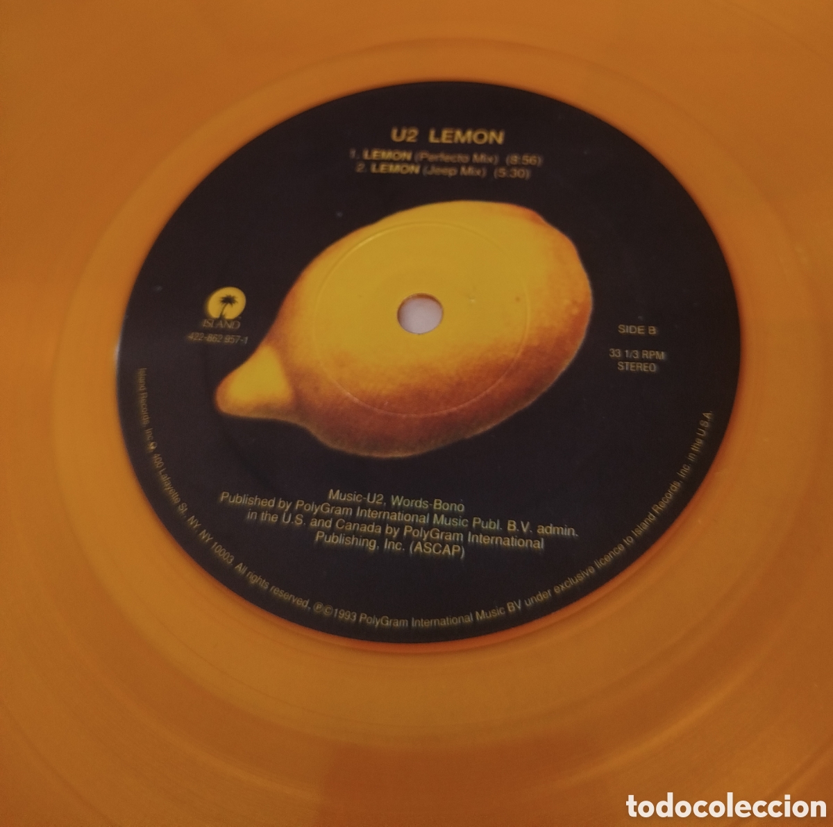 Discos de vinilo: U2 &lrm;&ndash; Lemon (Remixes). Vinilo amarillo - Foto 3